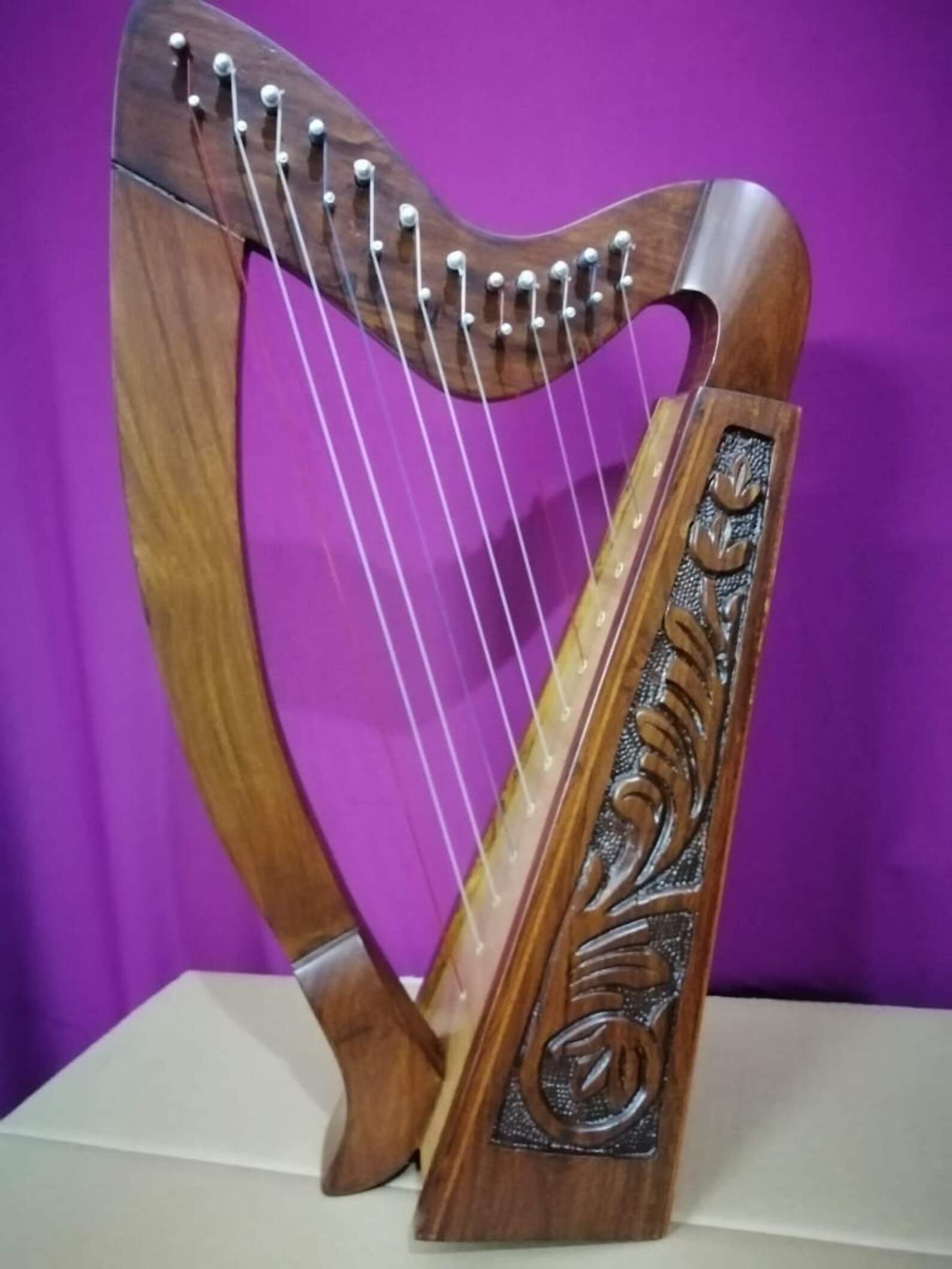 Lyre Harp 12 String Celtic Engraved Rosewood With Tuning Key Etsy UK