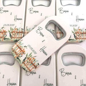 Ímãs abridores de tampas, plástico rígido, presentes de casamento personalizados, salve a data, noivado, despedida de solteira, presentes de damas de honra, chá de bebê