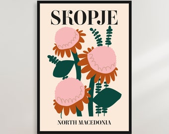 Skopje, Macédoine du Nord - Affiche du marché aux fleurs