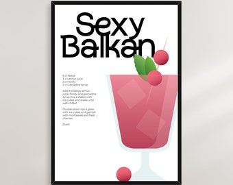 Sexy Balkan Rakija Cocktail Recipe Poster - Serbia Bosnia Croatia