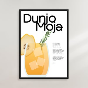 Plakat z przepisem na koktajl Dunjo Moja Rakija - Serbia Bośnia Chorwacja