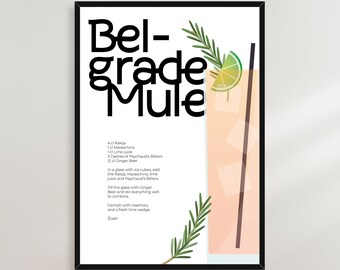 Belgrade Mule Rakija Cocktail Recipe Poster - Serbia