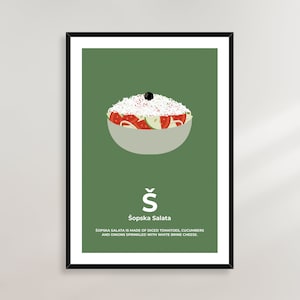 Sopska Salata Balkan ABC Poster - Serbia, Bosnia, Croatia