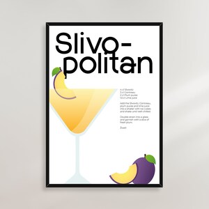 Slivopolitan Rakija カクテル レシピ ポスター - セルビア ボスニア クロアチア