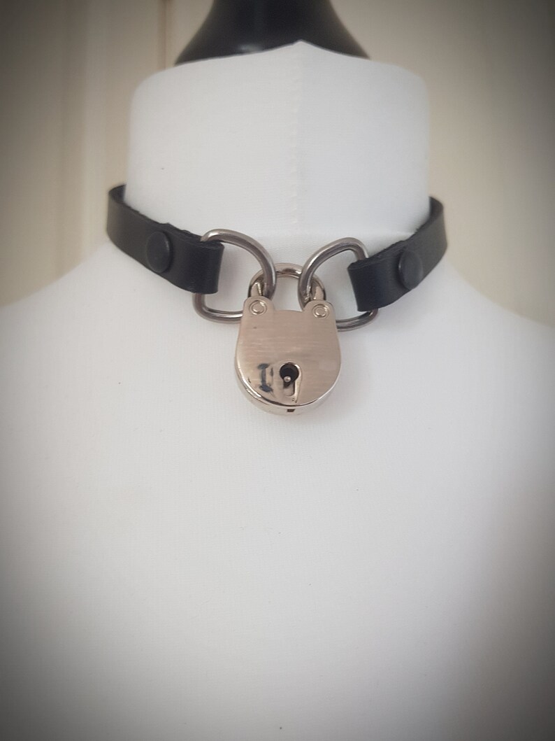 Locking Day Collar Genuine Leather Necklace Choker Sub Etsy