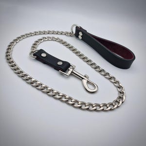 Italian Leather Chain Leash, Suede Lined, Custom Sizes and Colours
