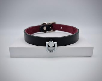 Italian Leather Loop Collar, Suede Lined, Custom Sizes and Colours
