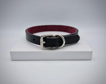 Italian Leather D Ring Collar, Suede Lined, Custom Sizes and Colours