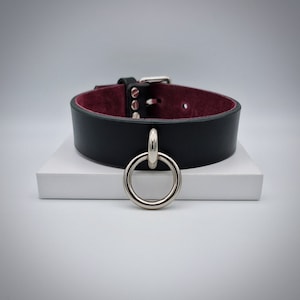 Italian Leather O Ring Collar, Suede Lined, Custom Sizes and Colours