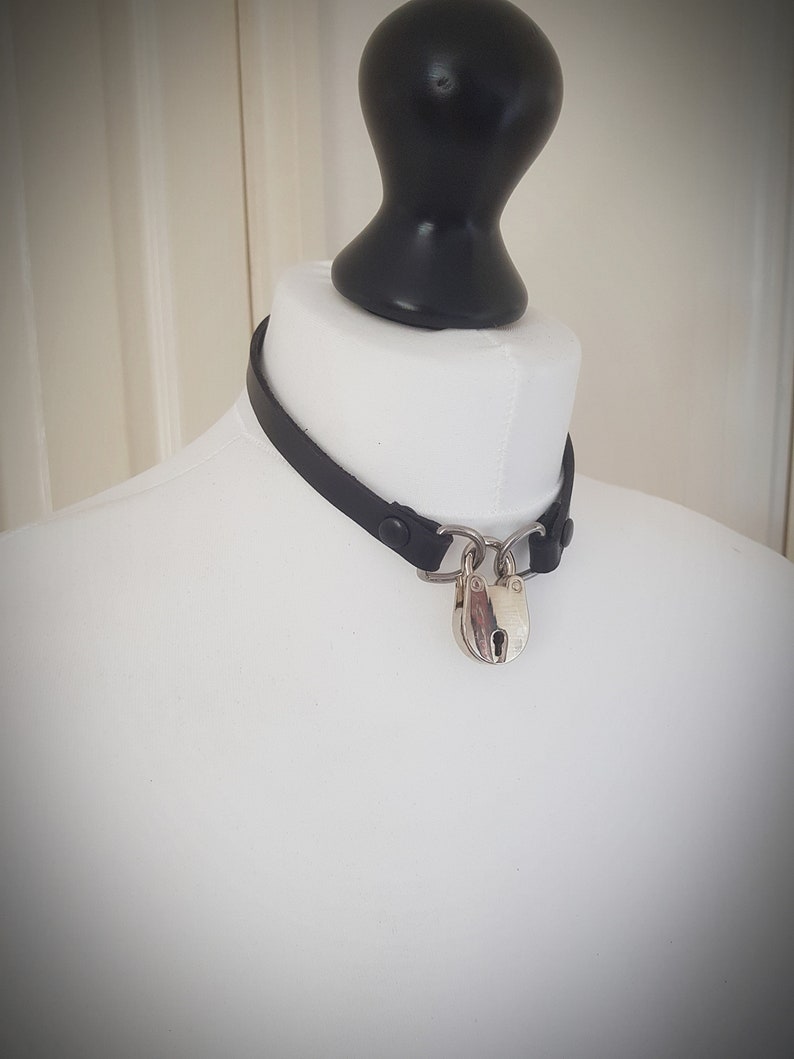 Locking Day Collar Genuine Leather Necklace Choker Sub Etsy