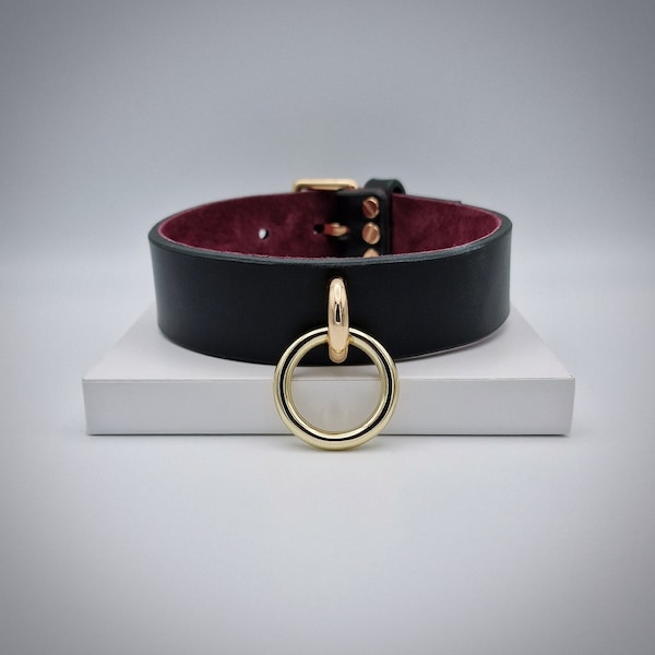 Aria O Ring Collar | Full Grain Italian Leather | Suede Lined | Nickel Free | Handmade