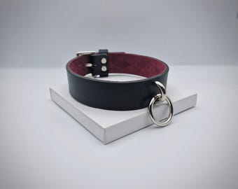 Leather O-Ring Collar – “Lorelei” – Full-Grain Tuscan Leather, Made to Measure Option, Customisable