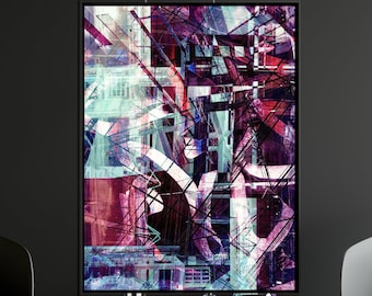 A3 Abstract Wall Art Print, Colourful Graphic Style, Contemporary Home Decor