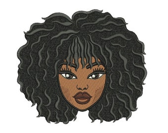 Machine Embroidery Design, Cute Girl, Natural Hair, Woman - 4, 5, 6 inch