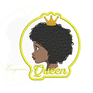 Machine Embroidery Design, Queen, Cute Girl Face, Funny Woman, Emotion - 5, 6, 7 inch