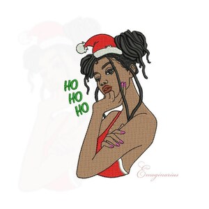 Machine Embroidery Design, Merry Christmas, New Year, Cute Girl, Natural Hair, Dreadlock, Dreadlocks, Dreads, Locs, Woman, - 4, 5, 6, 7 inch