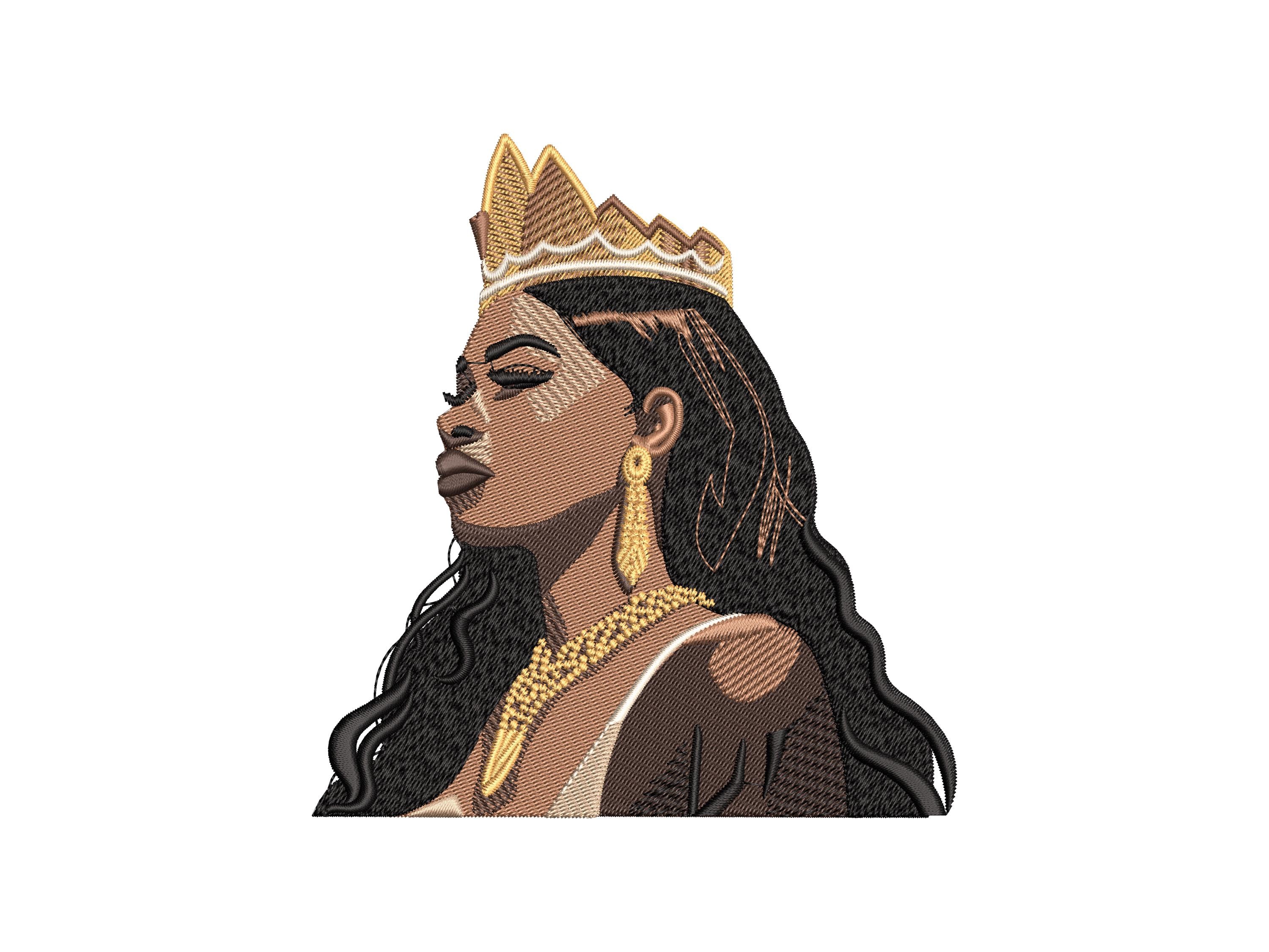 Machine Embroidery Design, Queen, Cute Girl Portrait, Natural Hair ...