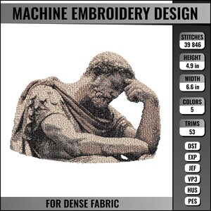 Machine Embroidery Design, Photostitch, The Thinker, Ancient Greek Gtatue, Rome Antic Sculpture, Modern Style, 7x5 inch