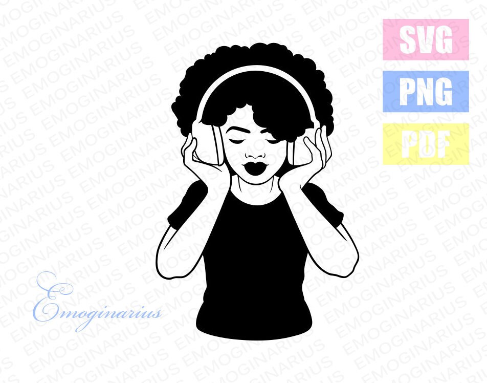 Vector Graphics Girl In Headphones SVG PNG PDF Digital Etsy