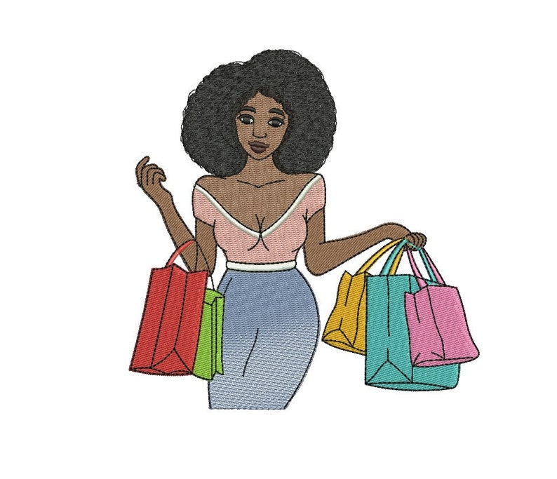 Machine Embroidery Design Shopping Girl 4 5 6 7 Inch Etsy
