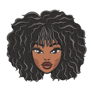 Machine Embroidery Design, Cute Girl, Natural Hair, Woman - 4, 5, 6 inch