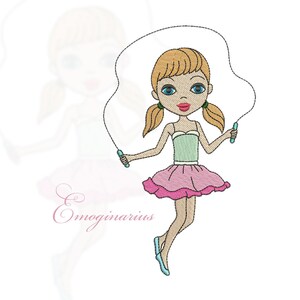Machine Embroidery Design, Girl Jump Rope - 6, 7, 8 inch