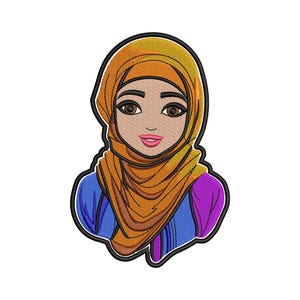 Machine Embroidery Design, Cute Muslim Girl - 4, 5, 6 inch