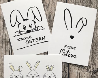 Postkarten Set "Ostern" - Einzeln / 3er-Set - Osterkarte, Ostern, Grußkarte, Schwarz-weiß, Osterbild, Monochrom