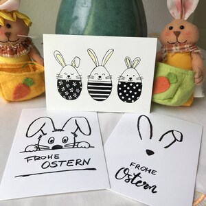 Postkarten Set Ostern Einzeln / 3er-Set Osterkarte, Ostern, Grußkarte, Schwarz-weiß, Osterbild, Monochrom Bild 5