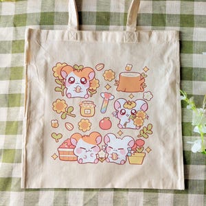 Hamtaro Tote Bag | Hamtaro | Ham Ham Heartbreak | Lightweight Natural Cotton Tote Bags