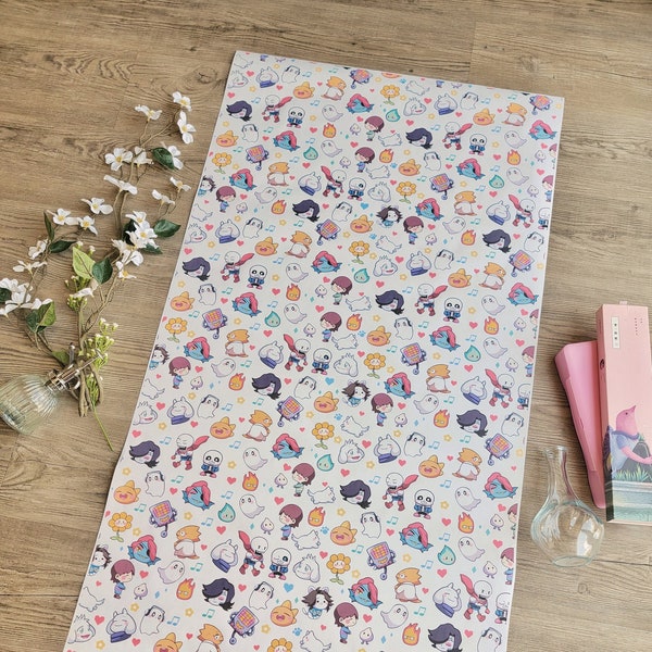 Undertale Gift Wrap Full Roll | Sans Napstablook Temi | Undertale Wrapping Paper | Undertale Gift Wrap | Holiday Gift Wrapping Paper