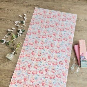 Kirby Gift Wrap Full Roll | Kirby Fighters | Kirby Dream Land Wrapping Paper | Kirby Forgotten Land Gift Wrap | Papier do pakowania prezentów świątecznych