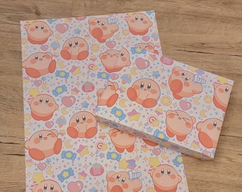 Kirby Gift Wrap Sheets | Video Game Wrapping Paper Sheets | Kirby Dream Buffet | Premium Holiday Gift Wrapping Paper Sheets