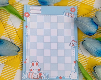 Bloc-notes Candy Bunny | Papeterie kawaii bonbon lapin blanc, jolie liste de choses à faire, décoration de bureau nostalgique, cadeau pour journal intime pour elle