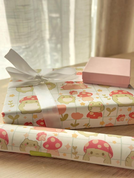 Frog Mushroom Gift Wrapping | Cottagecore Birthday Supplies | Christmas, Holiday, Handmade