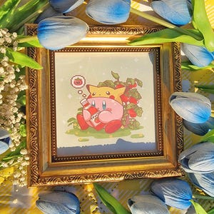 Kirby Prints | Pikachu Prints | Kirby Art | Anime Wall Art | Anime Desk Decor