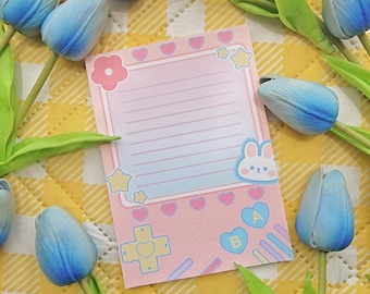 Bloc-notes lapin rétro lapin des années 90 | Esthétique de papeterie kawaii, jolie liste de choses à faire, décoration de bureau nostalgique, cadeau de fournitures de journal pour elle