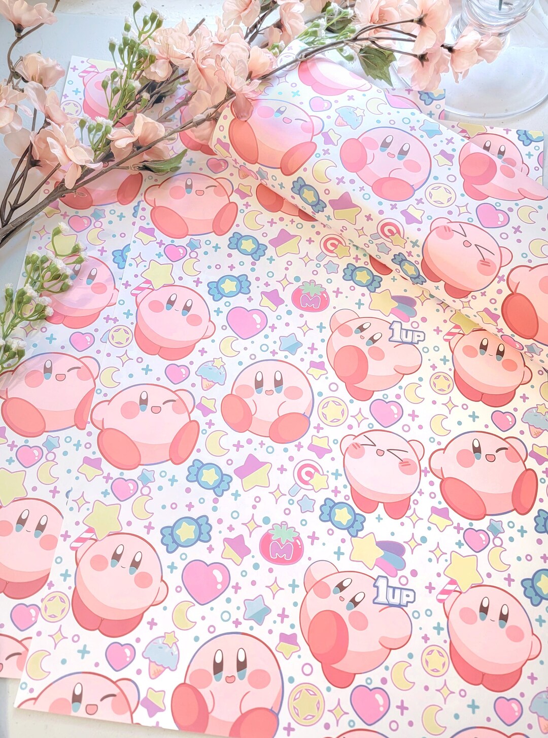 Kirby Gift Wrap Sheets Set Video Game Wrapping Paper Sheets Etsy