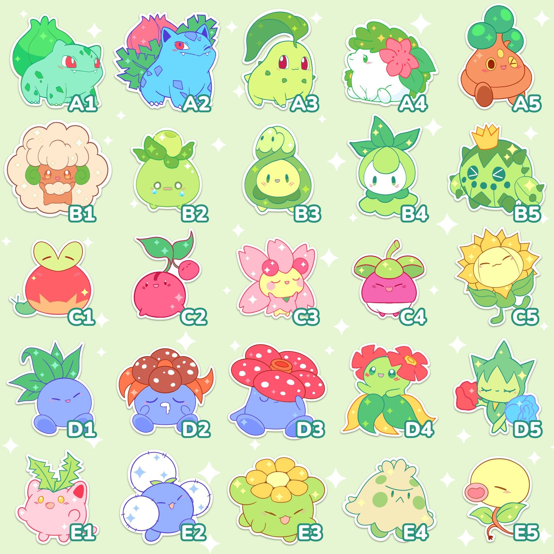 ミックス＆マッチ ポケガーデンステッカー | ポケモン | PKMN | フシギダネ | アニメデカール - Etsy 日本