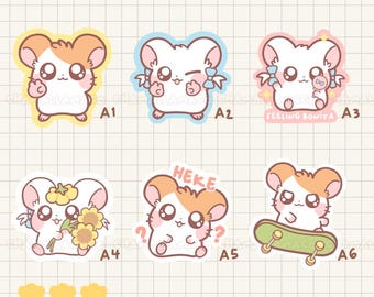 Pegatinas de Hamtaro para combinar / Colección Ham-Ha / Pegatinas de hámster