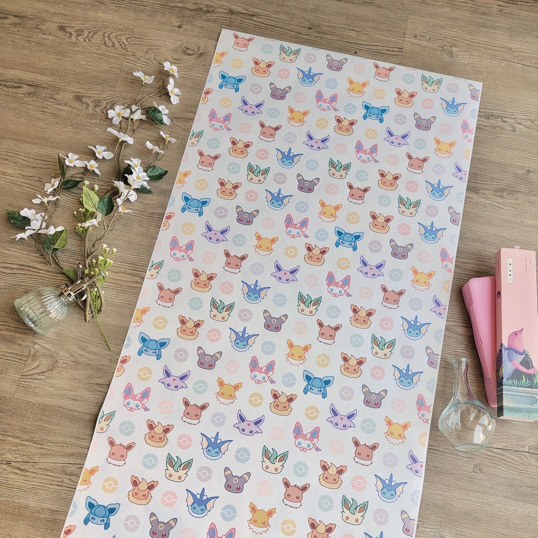 Pokemon Gift Wrap Full Roll Eevee Evolution Eevee Pokemon Wrapping Paper PKMN Theme Gift Wrap