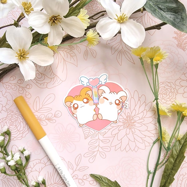 Hamtaro Sticker | Hamham Heartbreak | Hamham Clubhouse | Harmony Spat Love Meter | High Quality Glossy Sticker