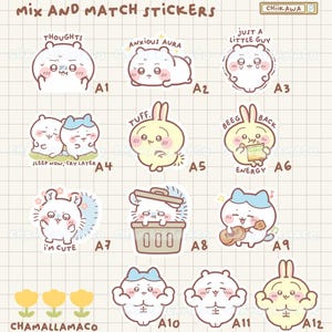Chiikawa Sticker Collection | Hachiware Stickers | Usagi Stickers | Momonga Stickers | Mix & Match Stickers | High Quality Matte Stickers