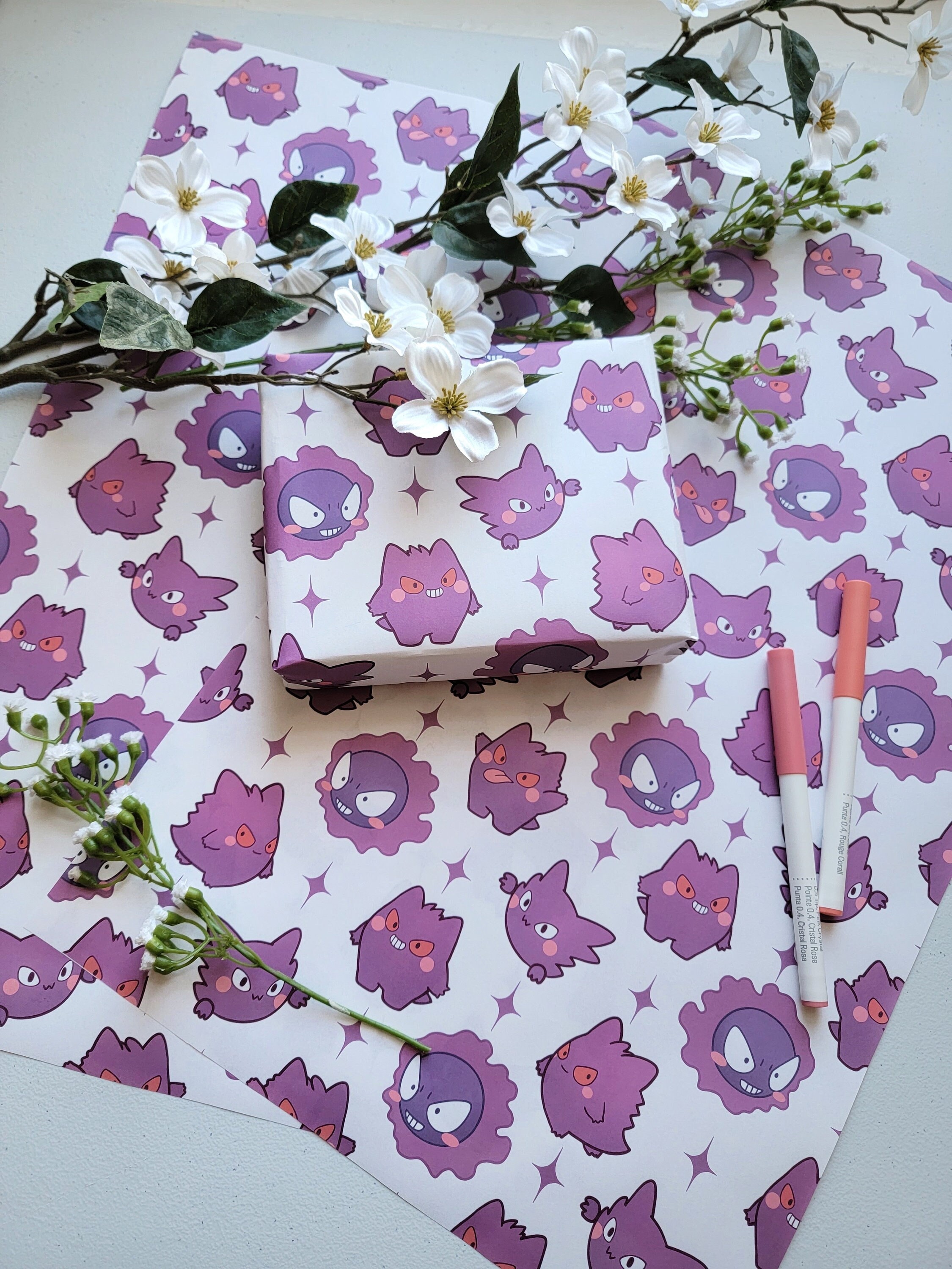 Pokemon Gift Wrap Pokemon Wrapping Paper Ghastly Haunter Etsy