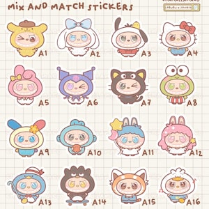 Gatcha Bunny Sticker Collection | Pudding Dog Stickers | Hello Cat Stickers | Mix & Match Stickers | High Quality Matte Stickers