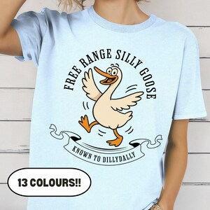 Camiseta Silly Goose, camiseta Goose, gola redonda Silly Goose, Goose engraçado, camiseta Goose, camiseta Silly Goose, Prone to Dilly Dally, presente para amantes de Goose