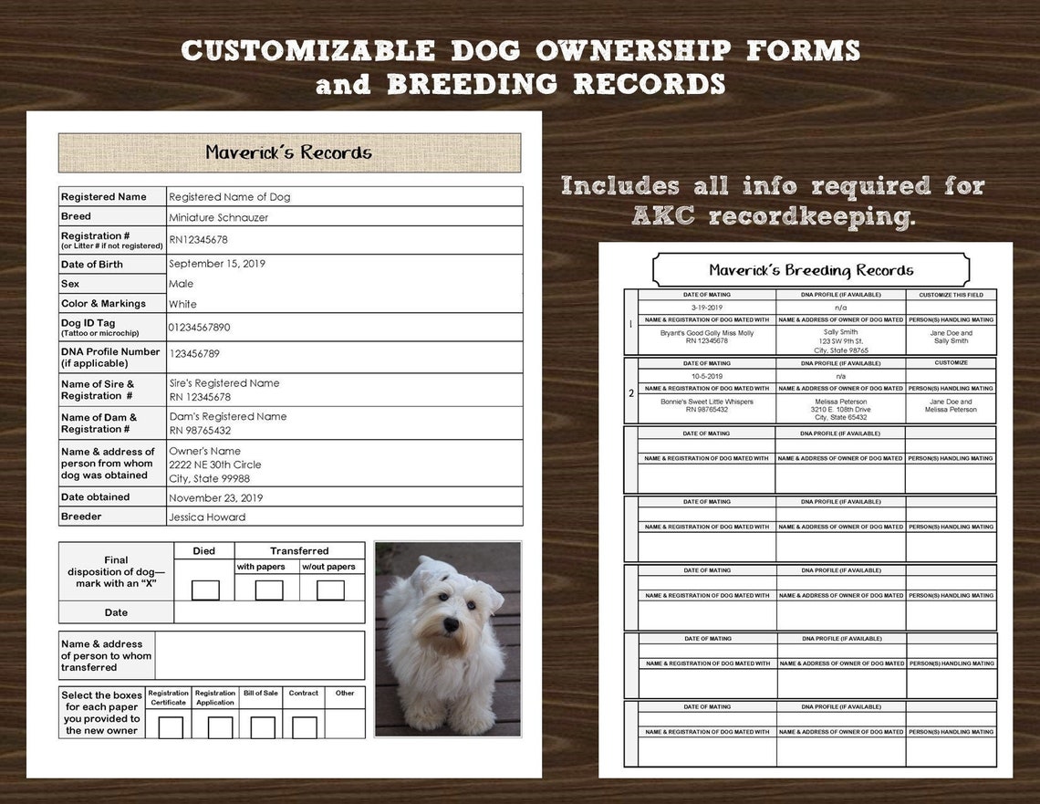Ownership Record of Dog and Breeding Records AKC | Etsy