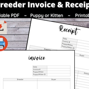 Breeder Invoice - Fillable, Printable - Selling a Puppy or Kitten