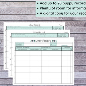 Puppy Litter Record - AKC - Breeder Forms - Etsy