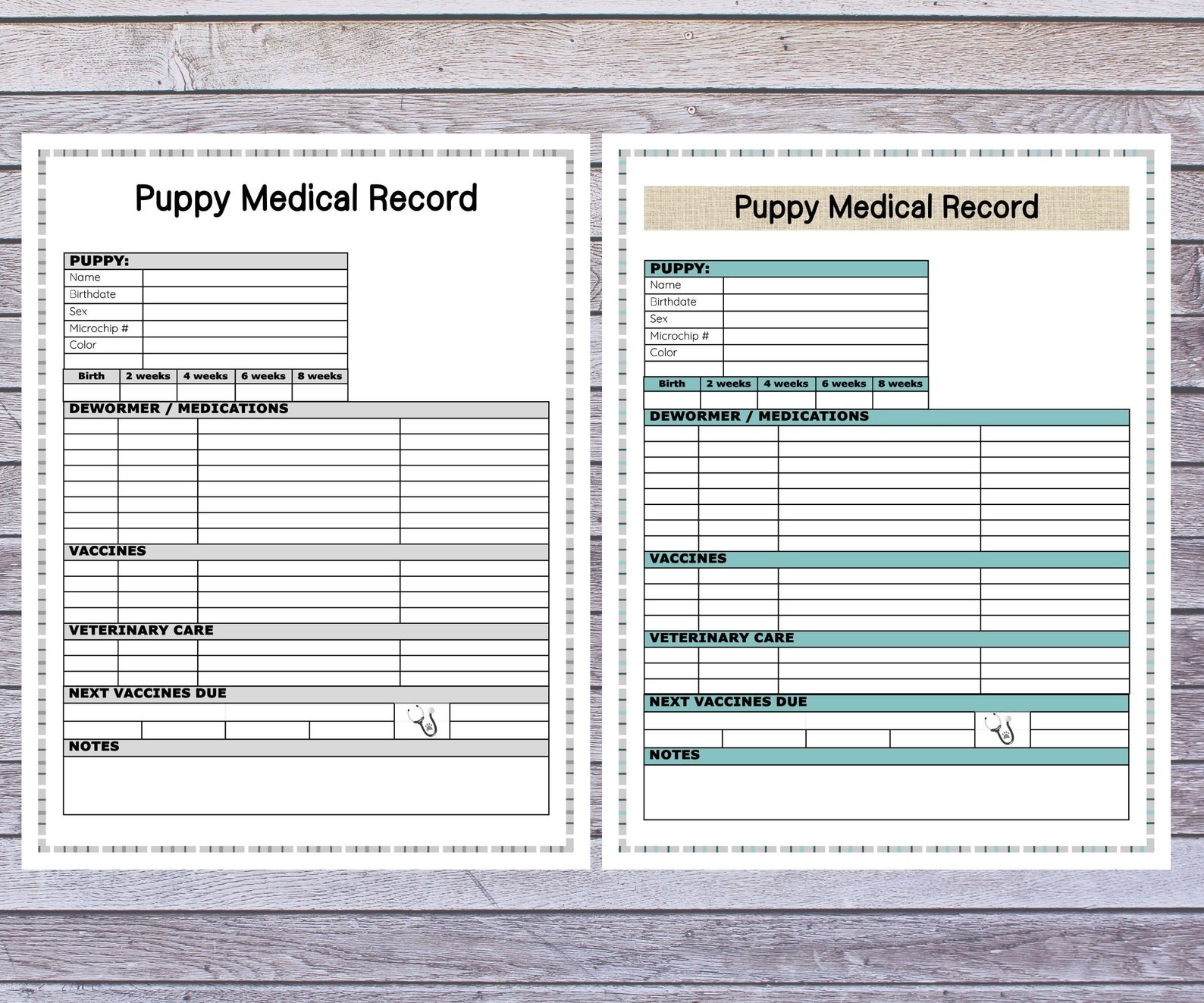 Puppy Medical Records for Breeders and Rescues Litter Records Etsy